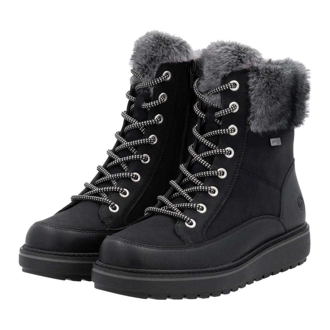 black combination casual closed ladies mid height boots