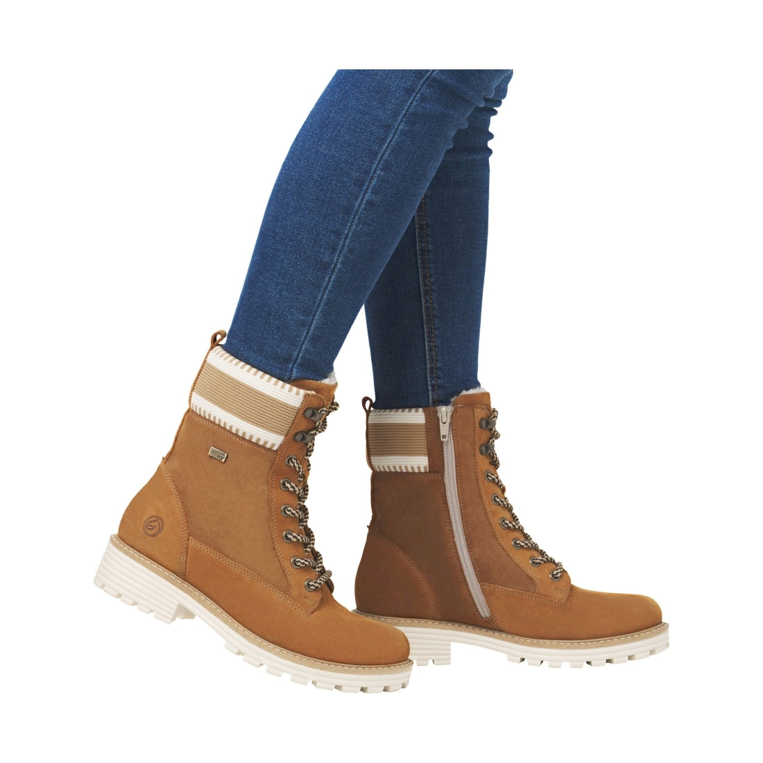 brown combination casual closed ladies mid height boots