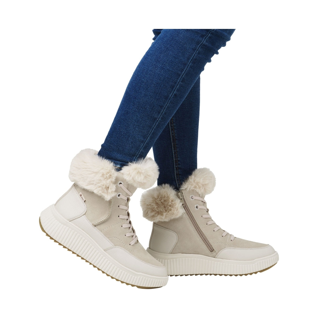 beige casual closed ladies mid height boots