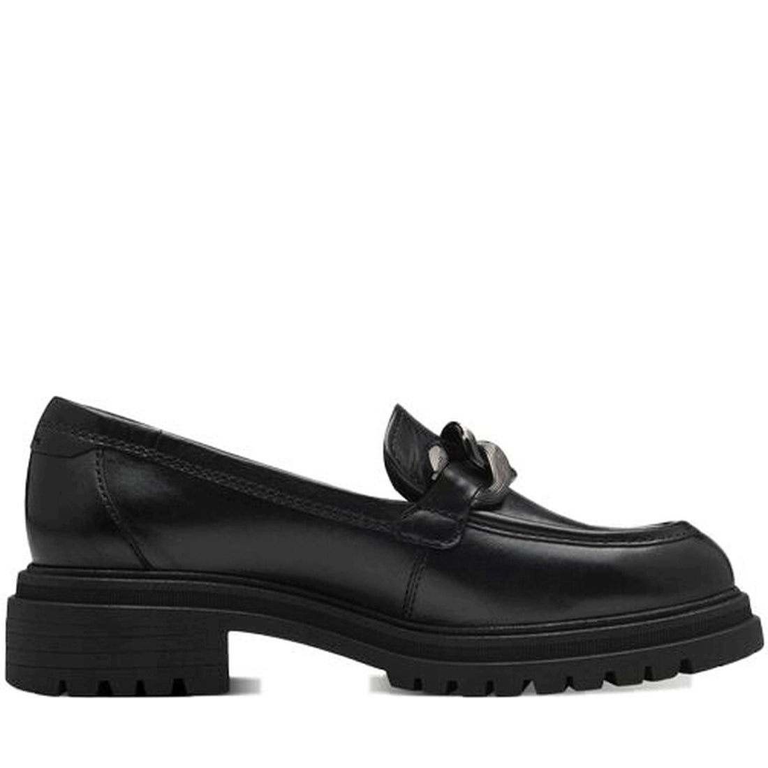 black leather casual closed loafers