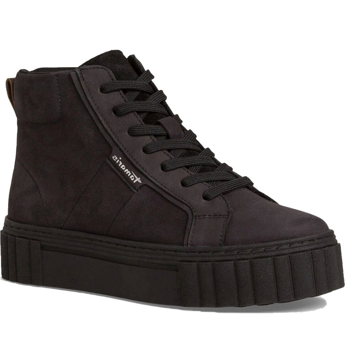 lace boot flat black leopard