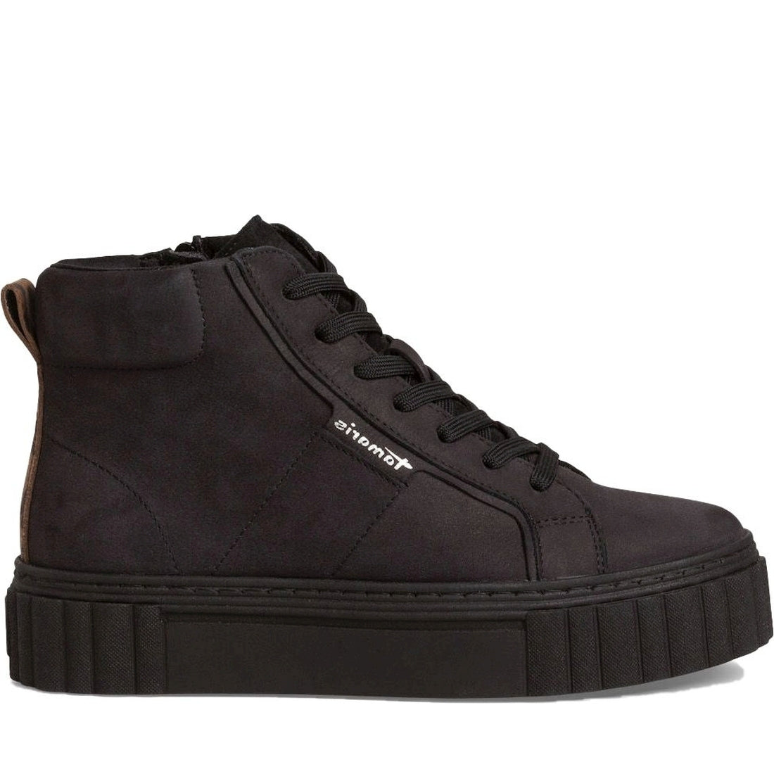 lace boot flat black leopard