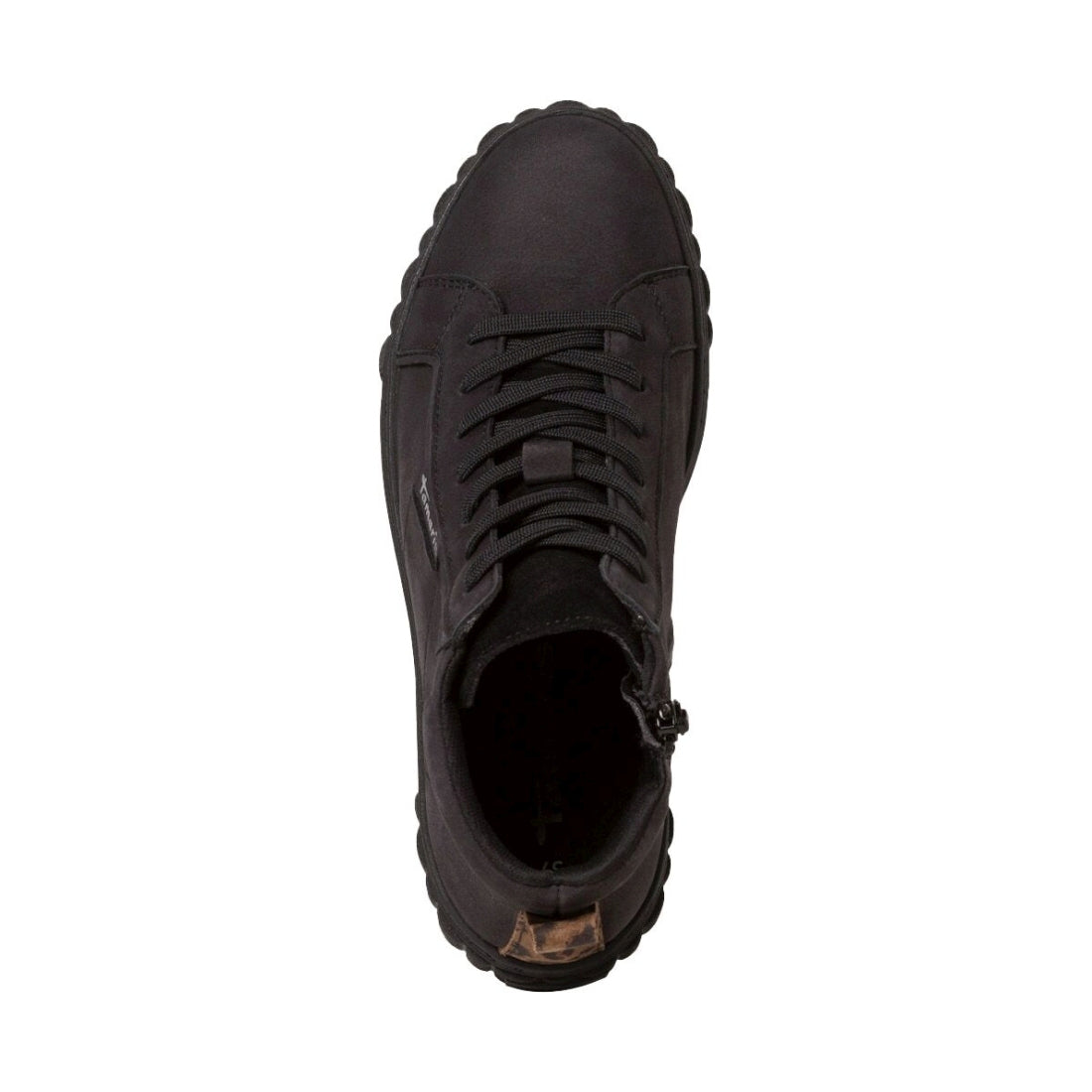 lace boot flat black leopard