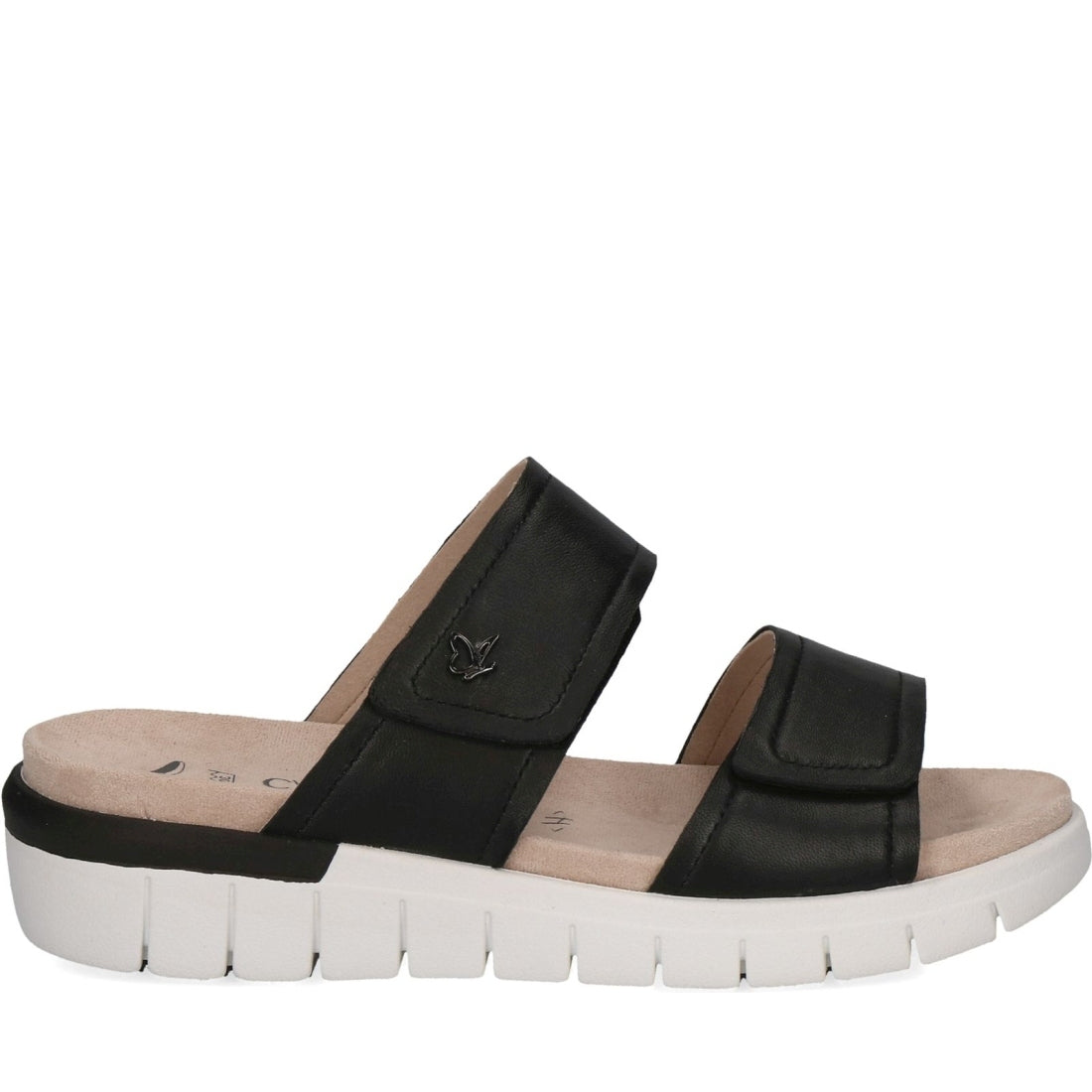 Caprice womens black nappa casual open sandals | Vilbury London