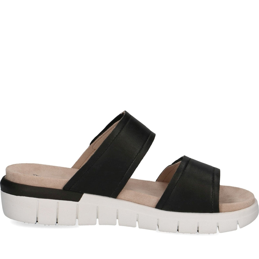 Caprice womens black nappa casual open sandals | Vilbury London