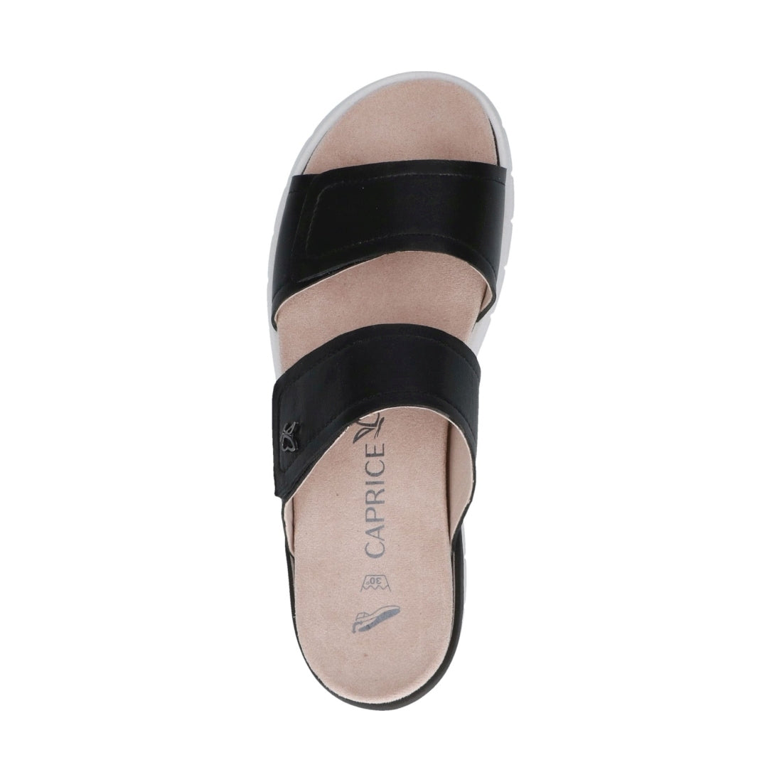 Caprice womens black nappa casual open sandals | Vilbury London
