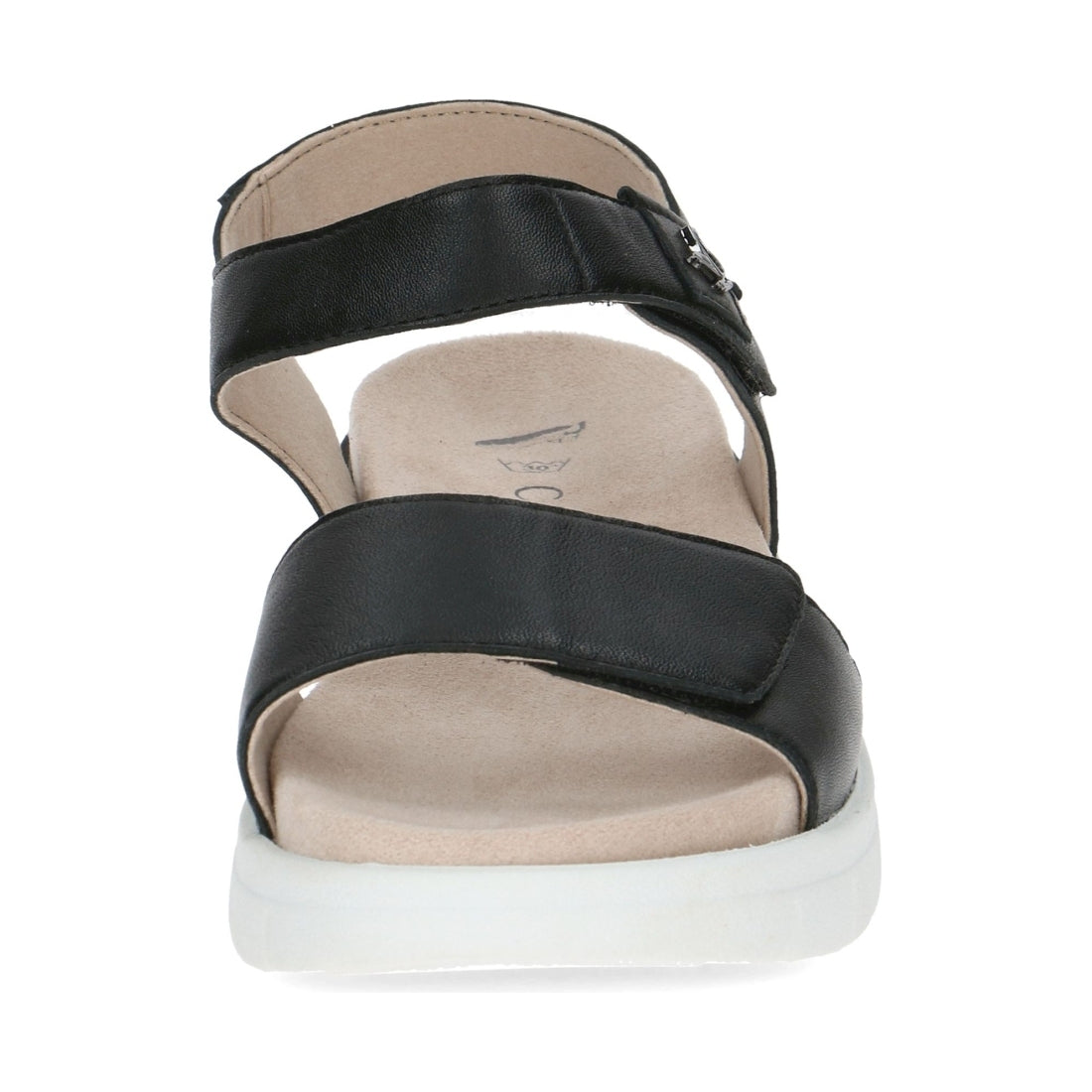 Caprice womens black nappa casual open sandals | Vilbury London
