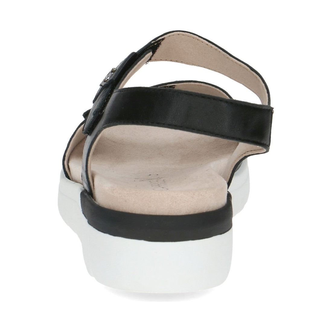 Caprice womens black nappa casual open sandals | Vilbury London