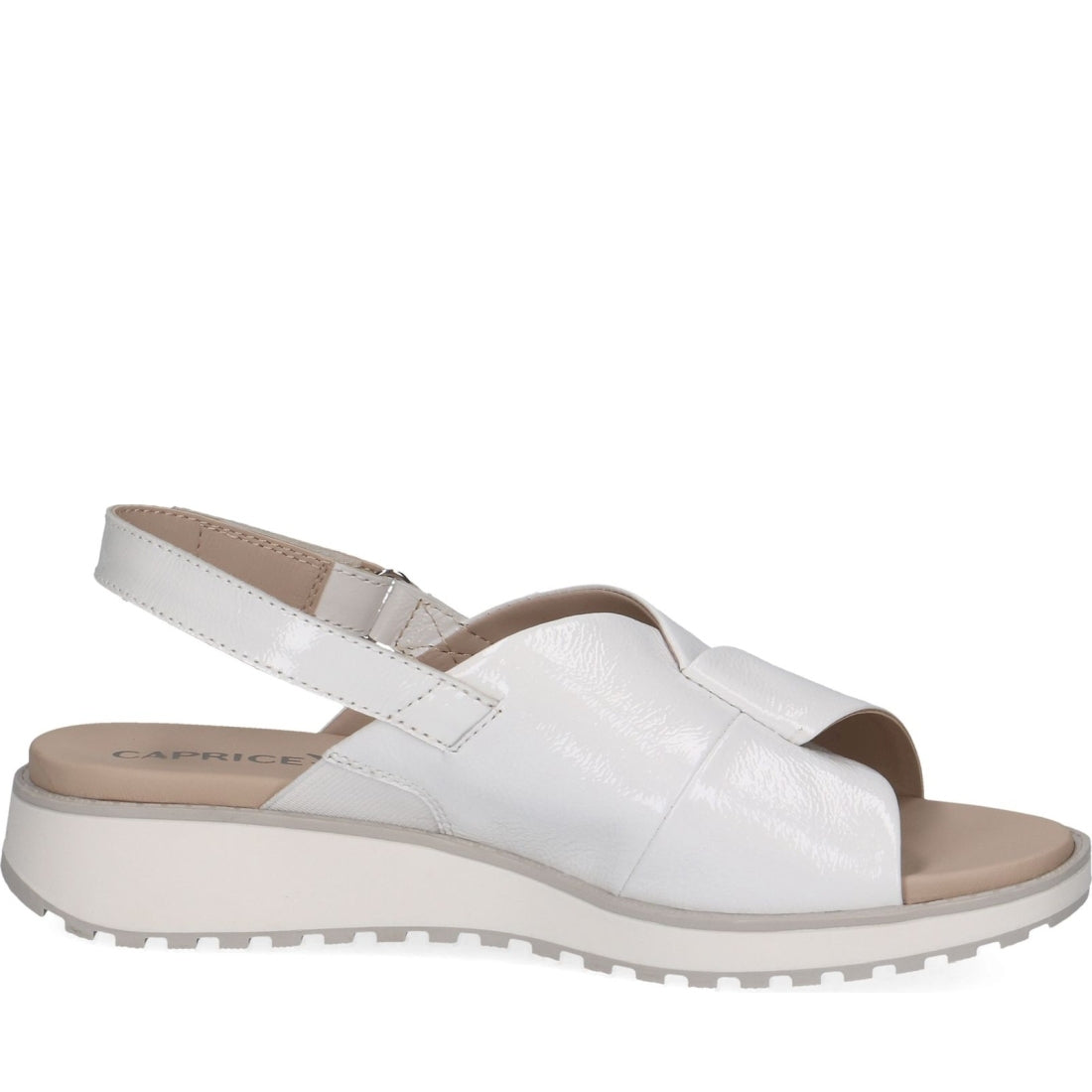 Caprice womens white naplak casual open sandals | Vilbury London