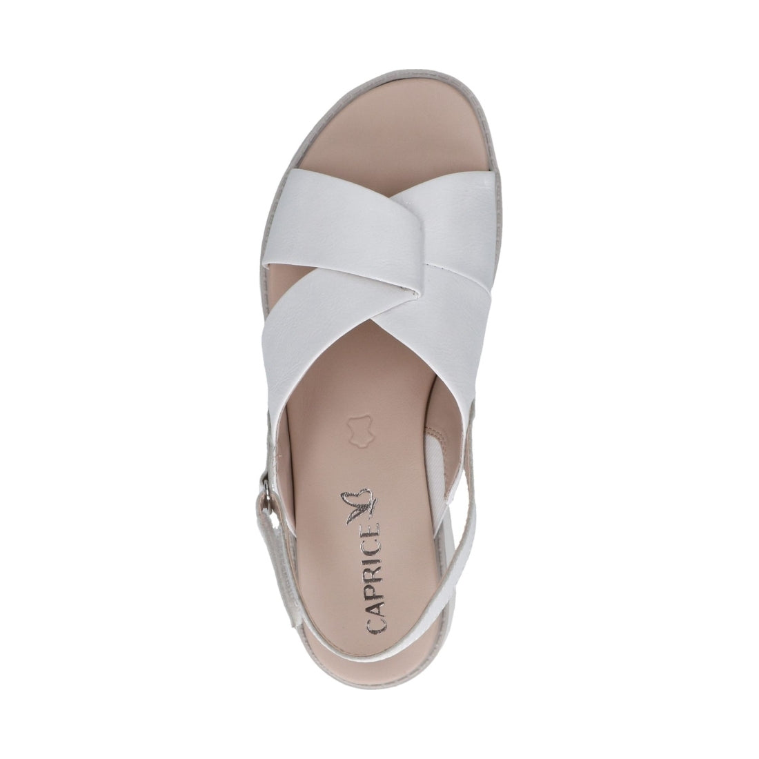 Caprice womens white naplak casual open sandals | Vilbury London
