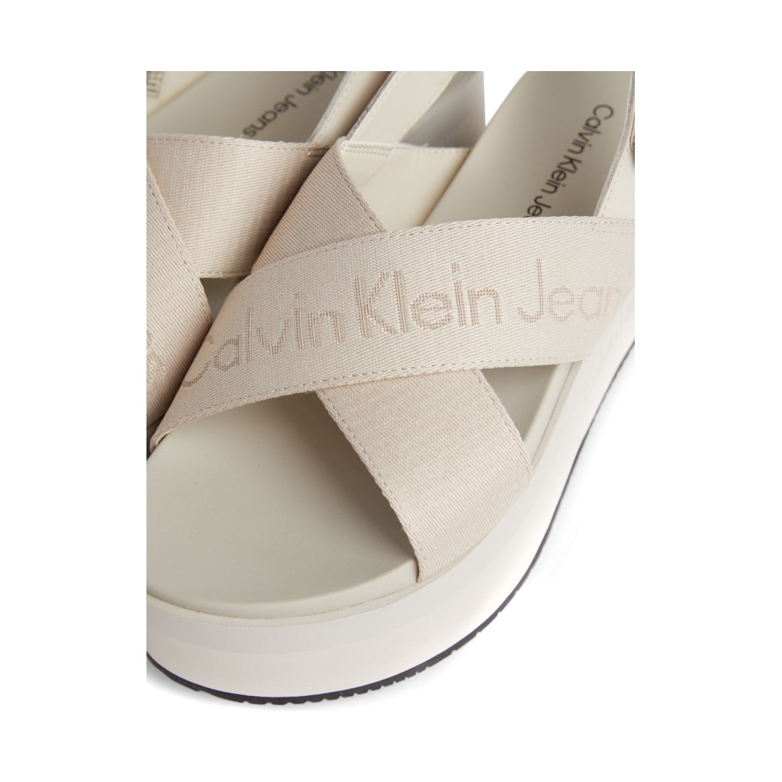 Calvin Klein Jeans womens triple eggshell flatform sandal sling | Vilbury London