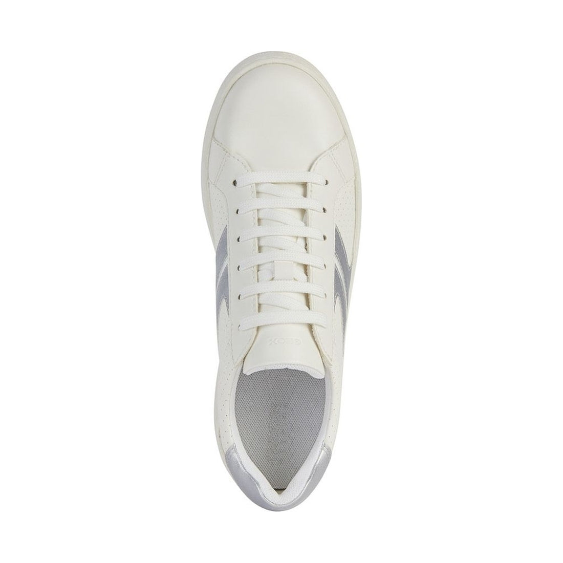 Geox womens optic white, silver skyely sneakers | Vilbury London