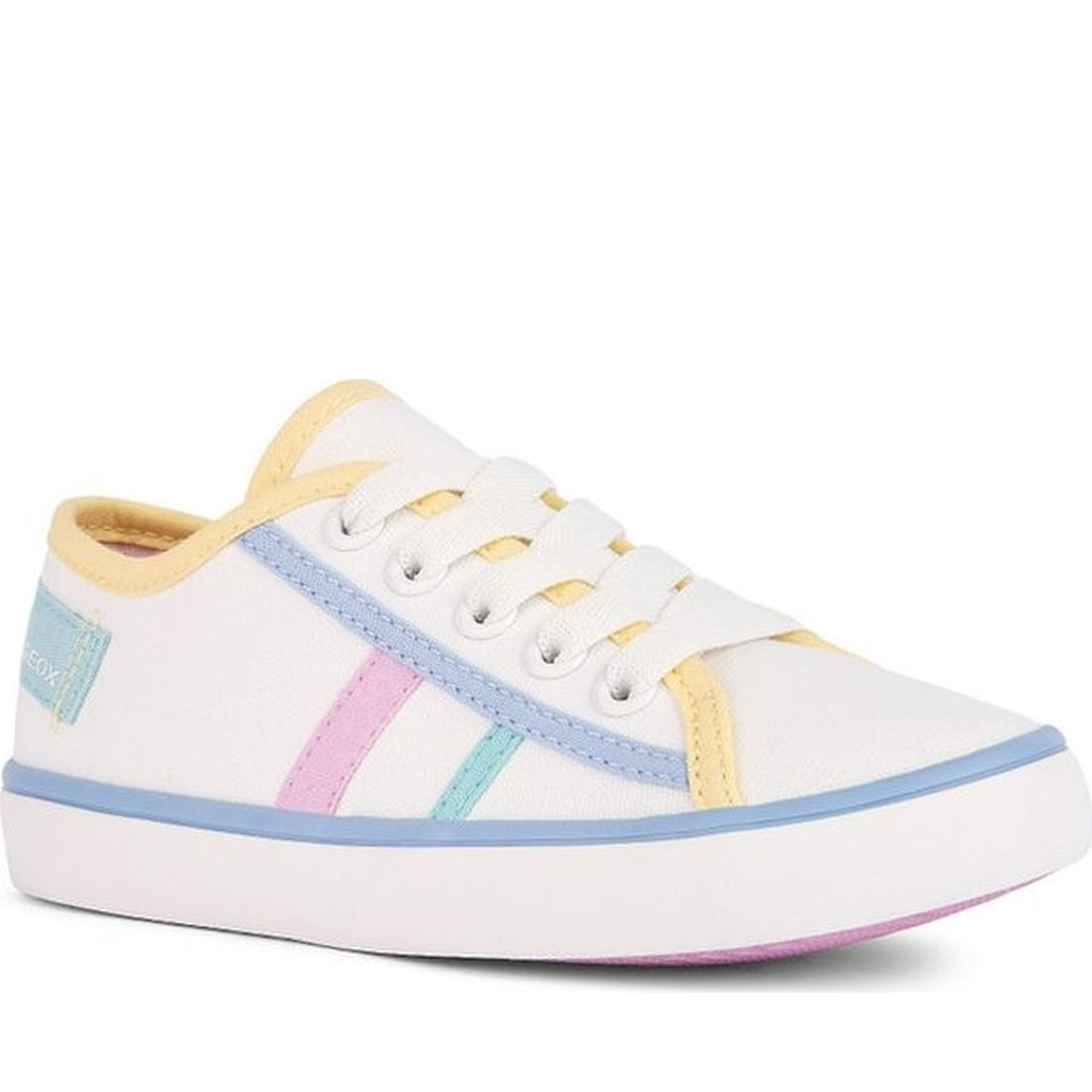 Geox girls white, lt yellow gisli sneakers | Vilbury London