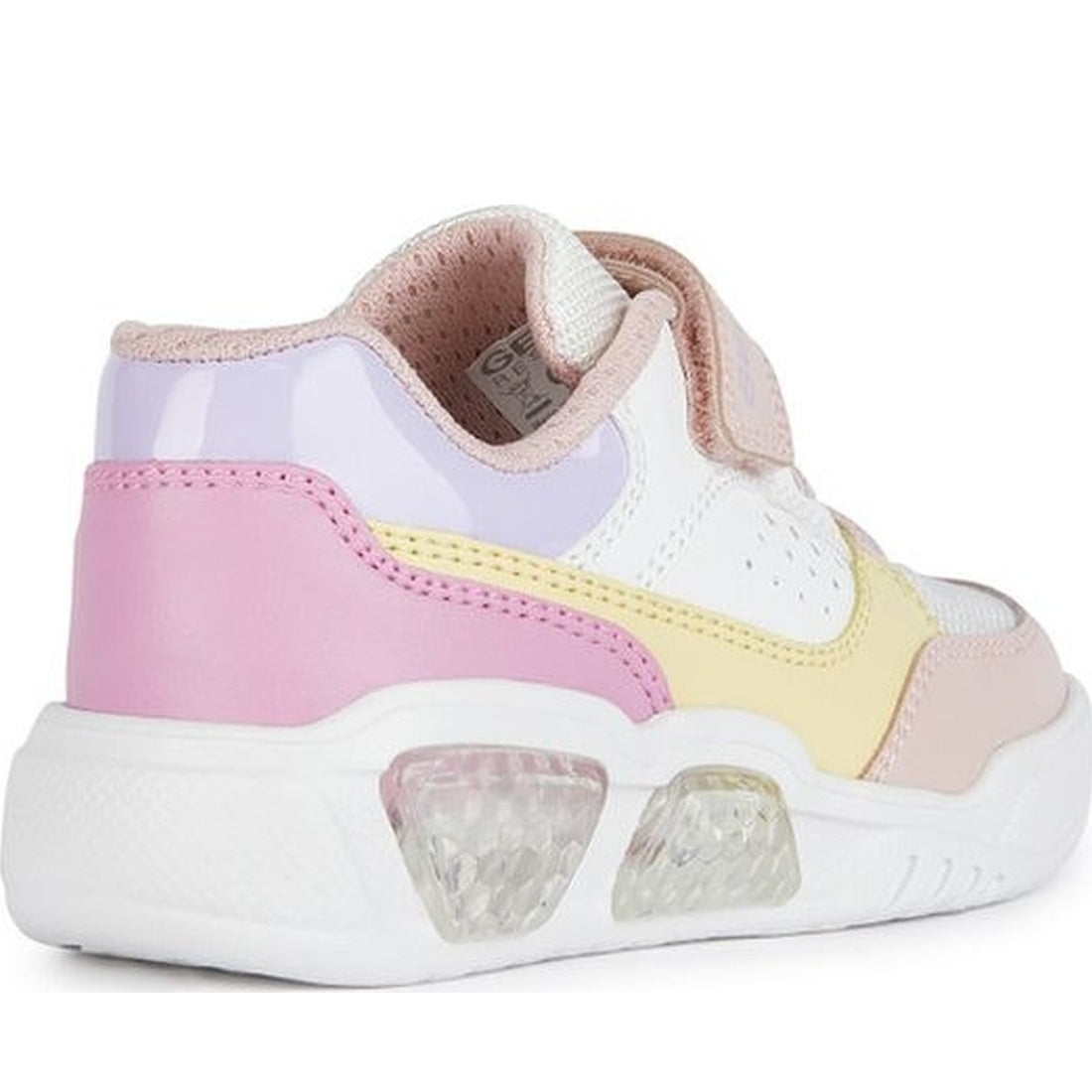 Geox girls white, multicolor illuminus sneakers | Vilbury London