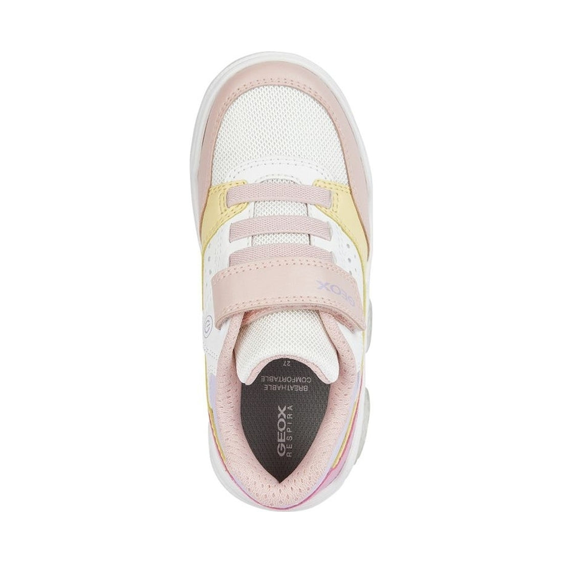 Geox girls white, multicolor illuminus sneakers | Vilbury London