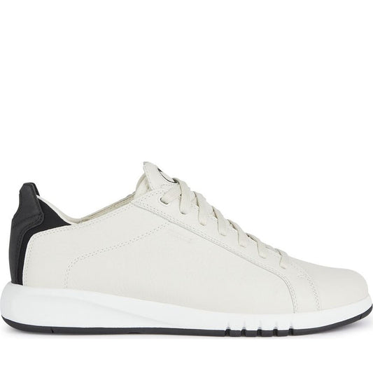 Geox mens white, black aerantis sneakers | Vilbury London