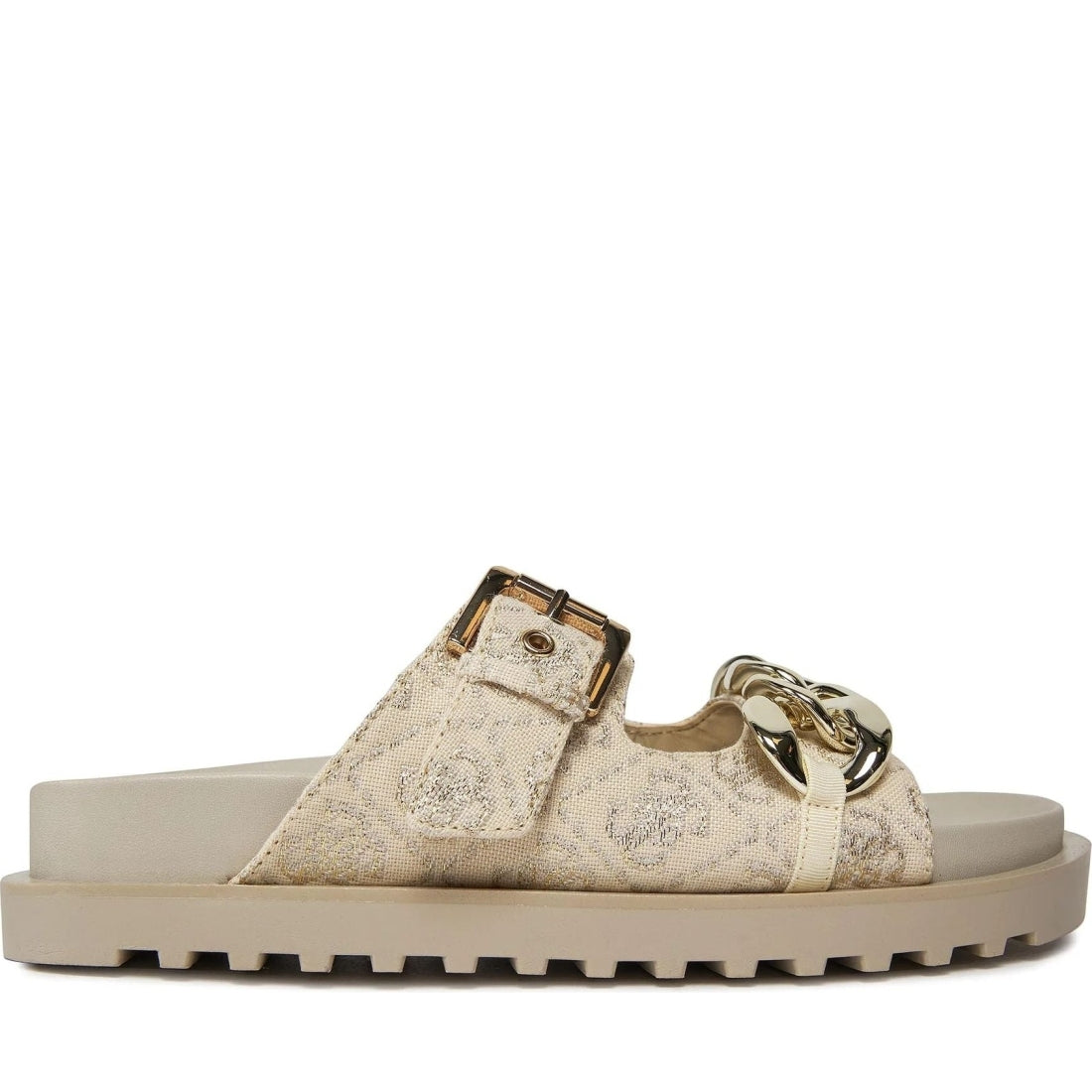 Guess womens gold fatema3 sandals | Vilbury London