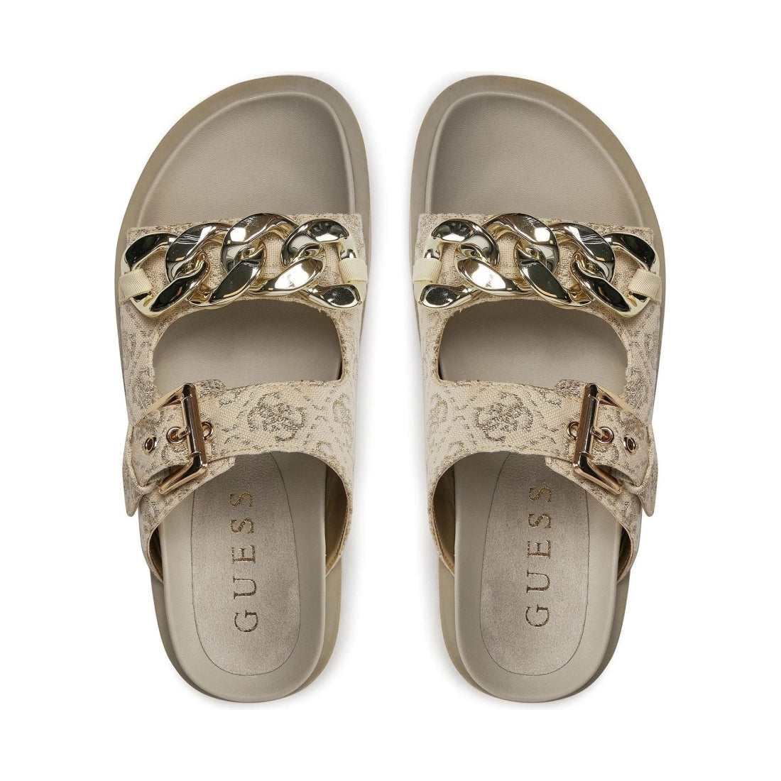 Guess womens gold fatema3 sandals | Vilbury London
