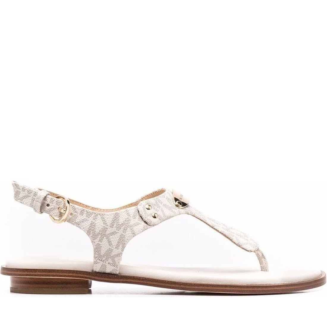 Michael Kors womens vanilla mk plate thong sandals | Vilbury London