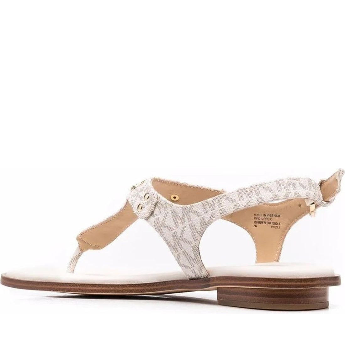 Michael Kors womens vanilla mk plate thong sandals | Vilbury London