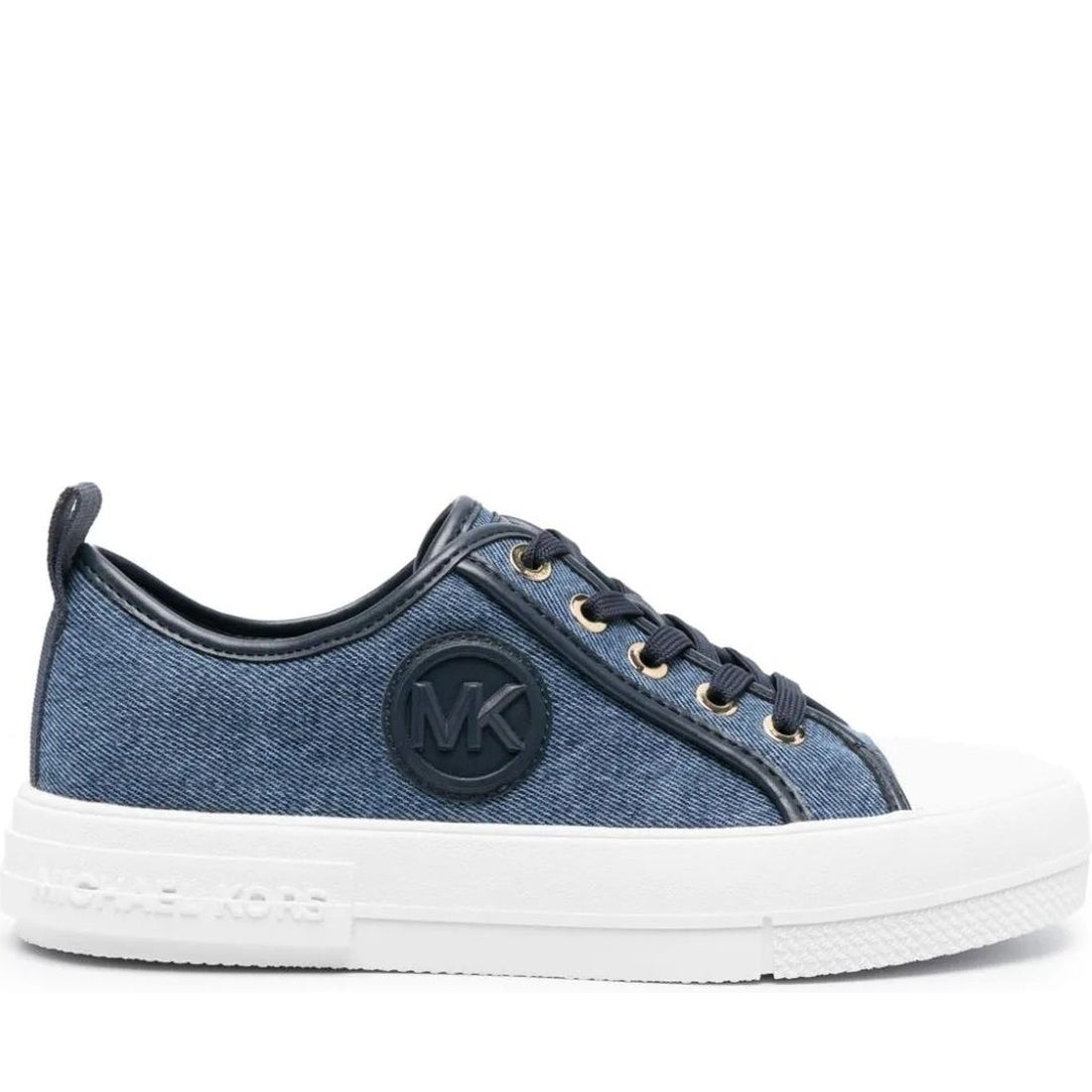 Michael Kors womens denim multi evy lace up trainers | Vilbury London