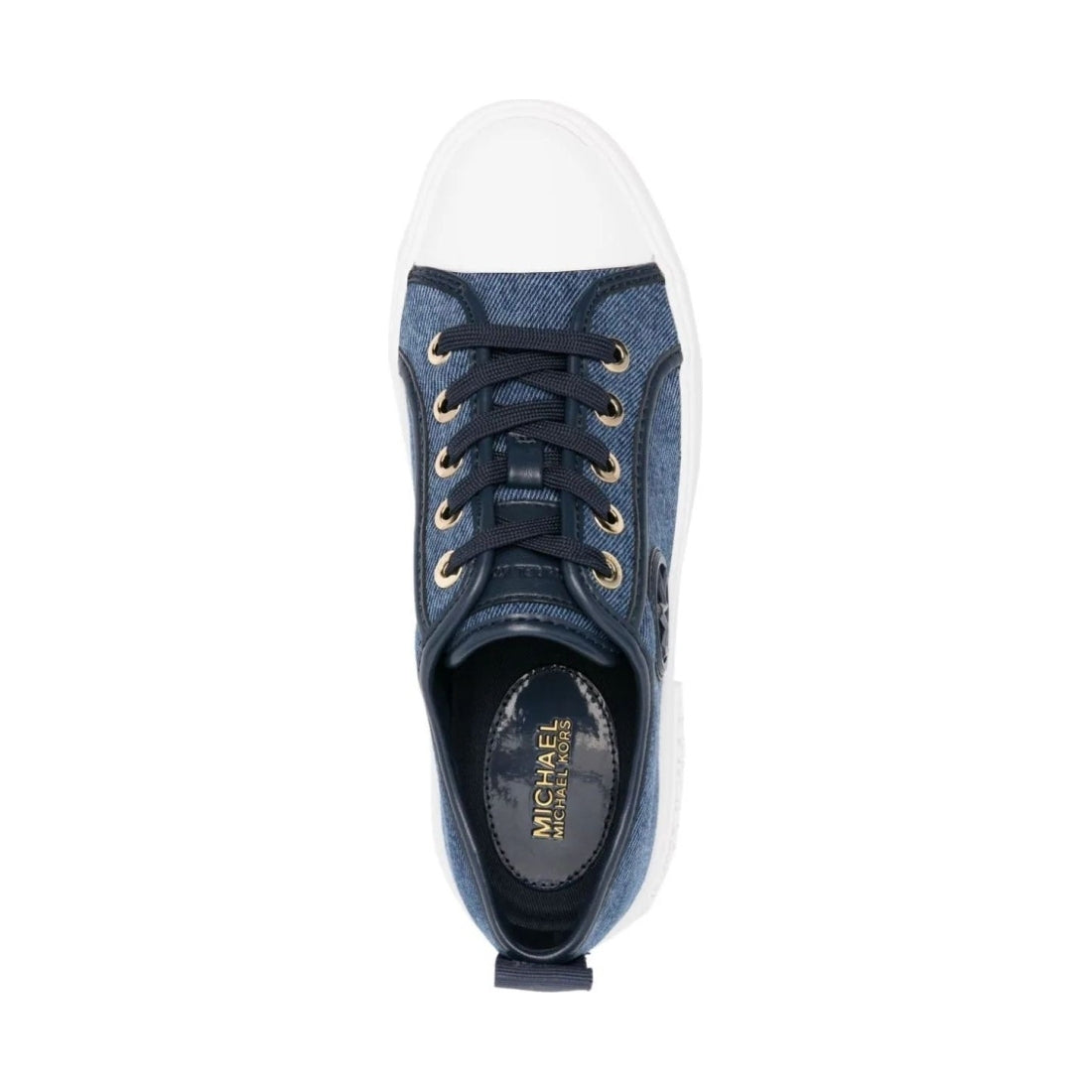 Michael Kors womens denim multi evy lace up trainers | Vilbury London