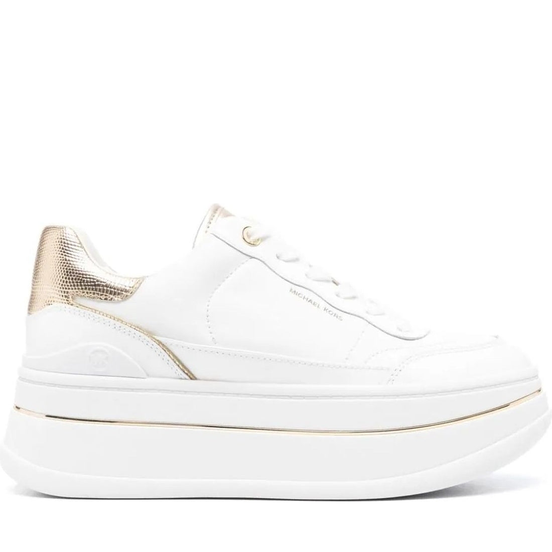 Michael Kors womens pale gold hayes lace up trainers | Vilbury London