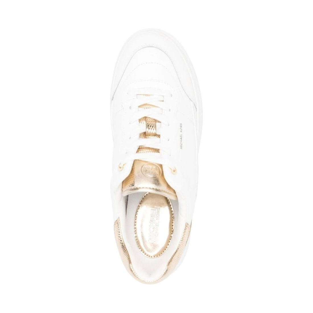 Michael Kors womens pale gold hayes lace up trainers | Vilbury London