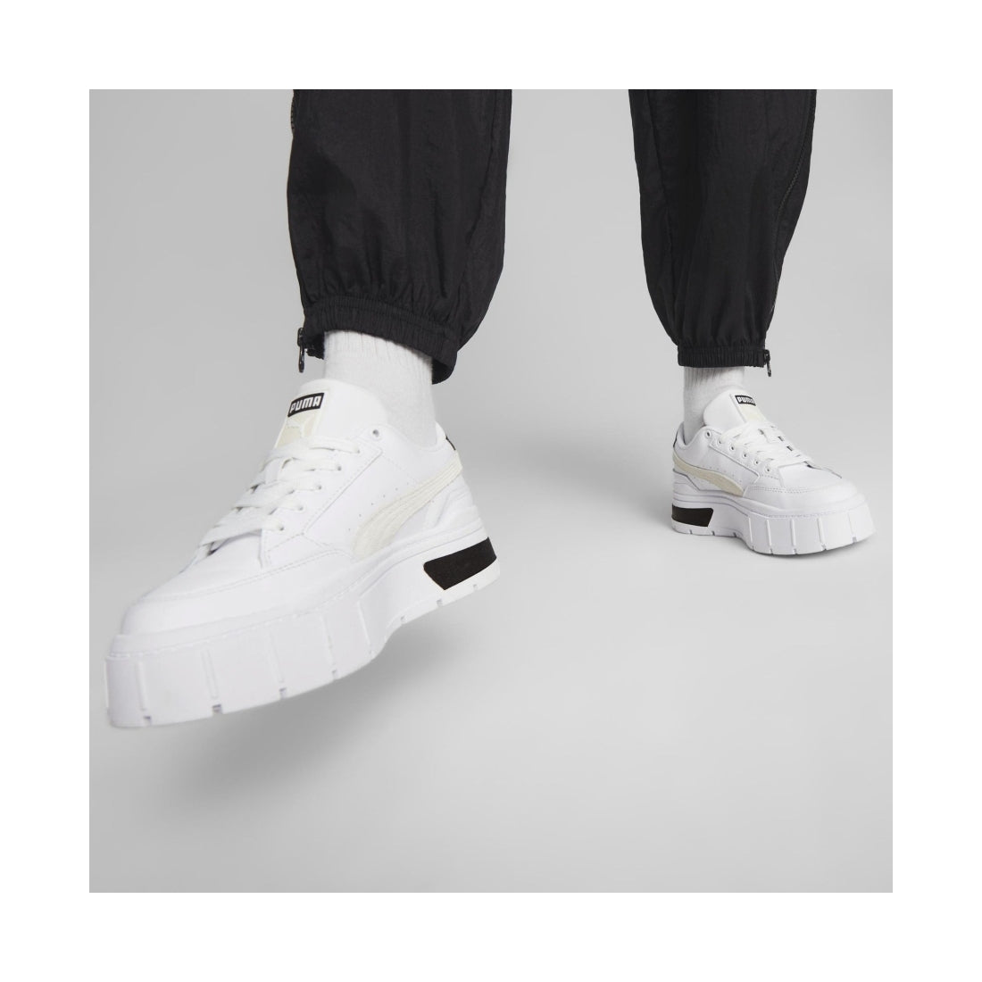 Puma womens white vaporous gray mayze leisure trainers | Vilbury London