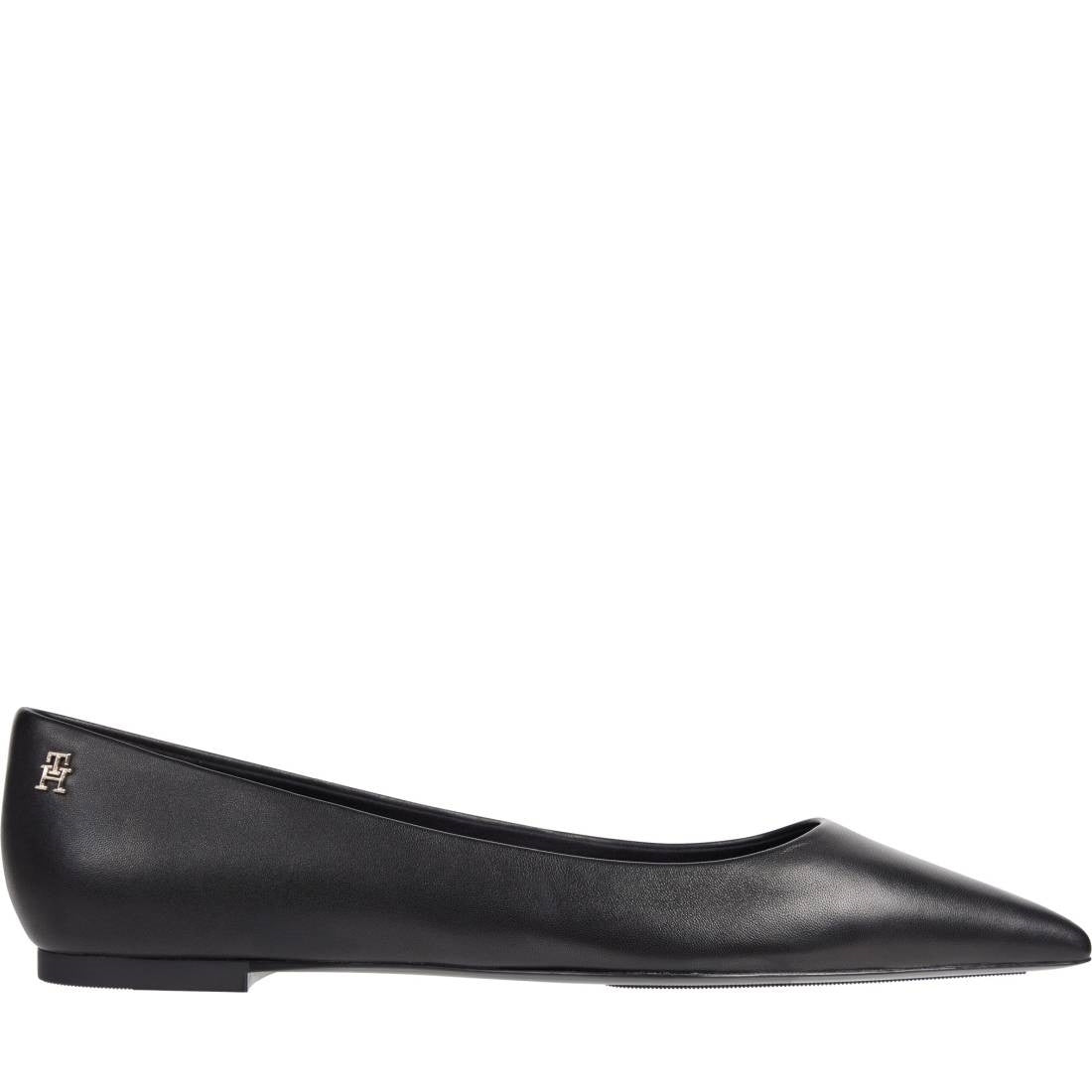 Tommy Hilfiger womens black essential pointed ballerina | Vilbury London