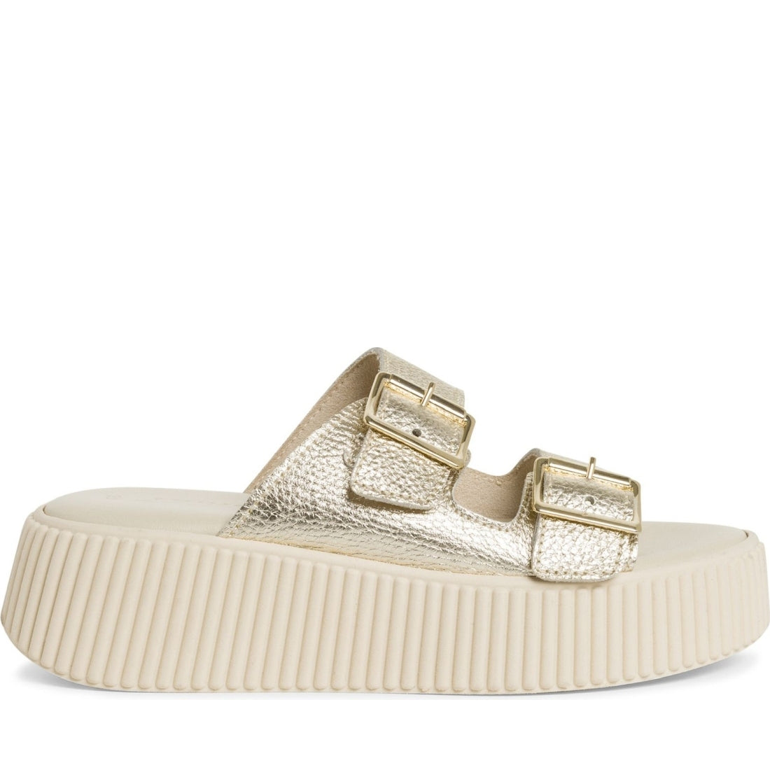 Tamaris womens light gold casual open slippers | Vilbury London