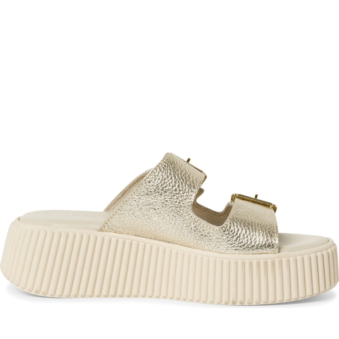 Tamaris womens light gold casual open slippers | Vilbury London
