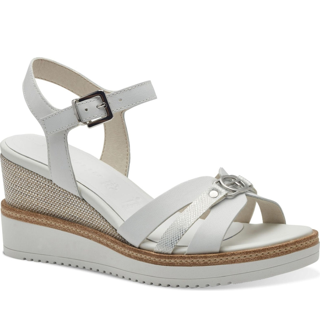 Tamaris womens white casual open sandals | Vilbury London