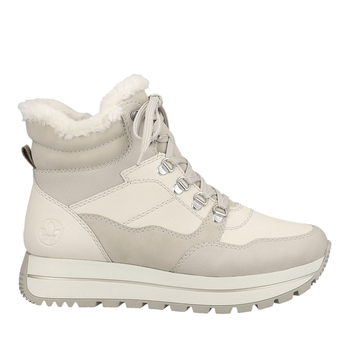 Women's Beige Mid Height Ankle Boots