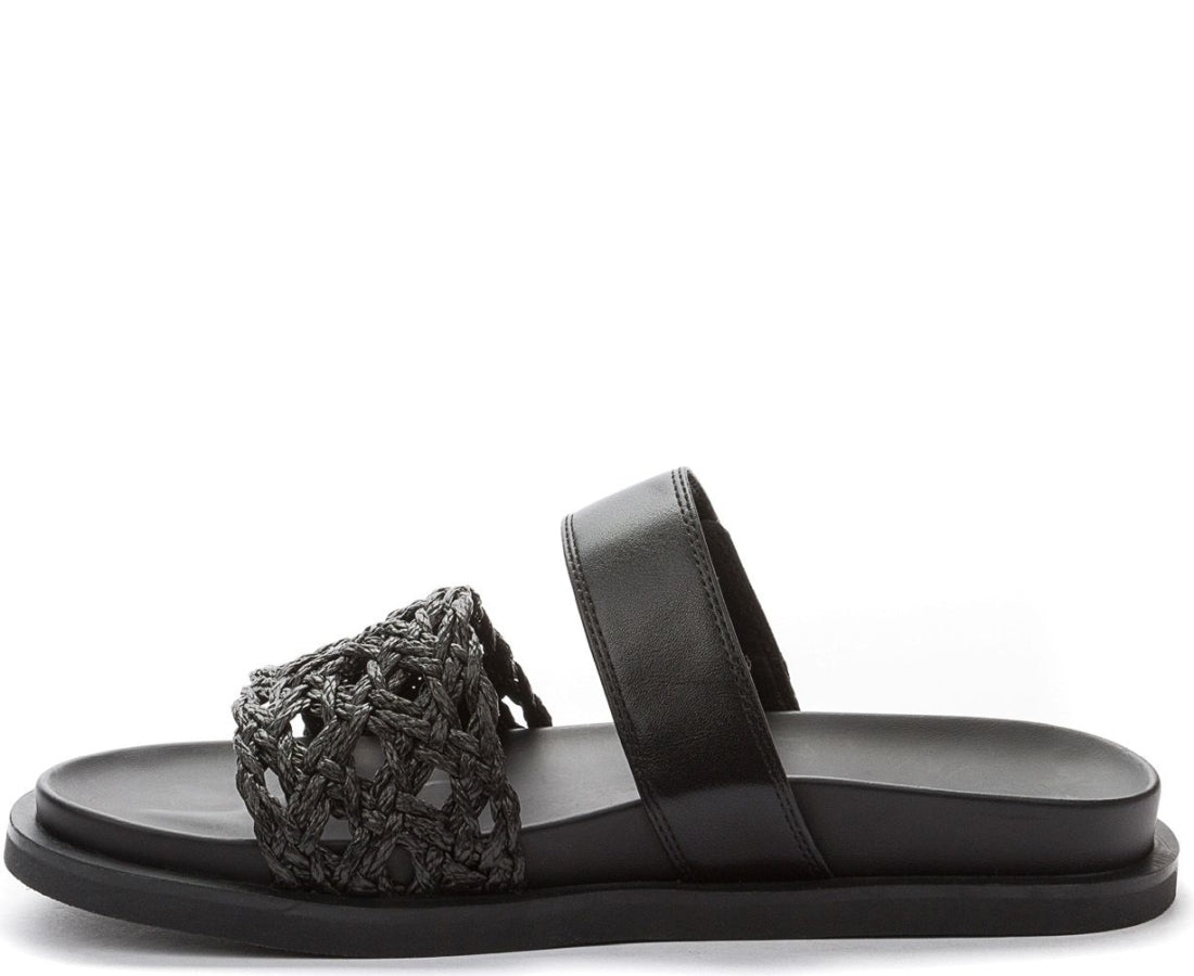 black casual open slippers