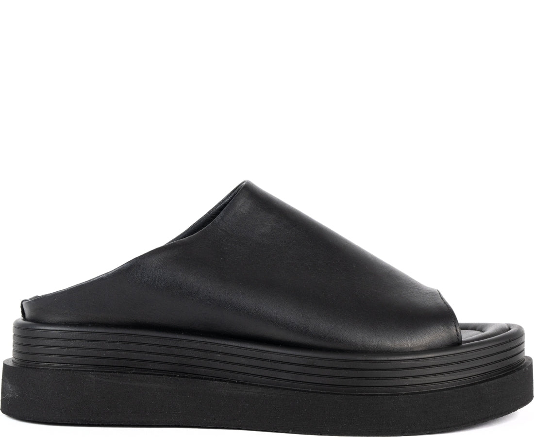 black casual open slippers