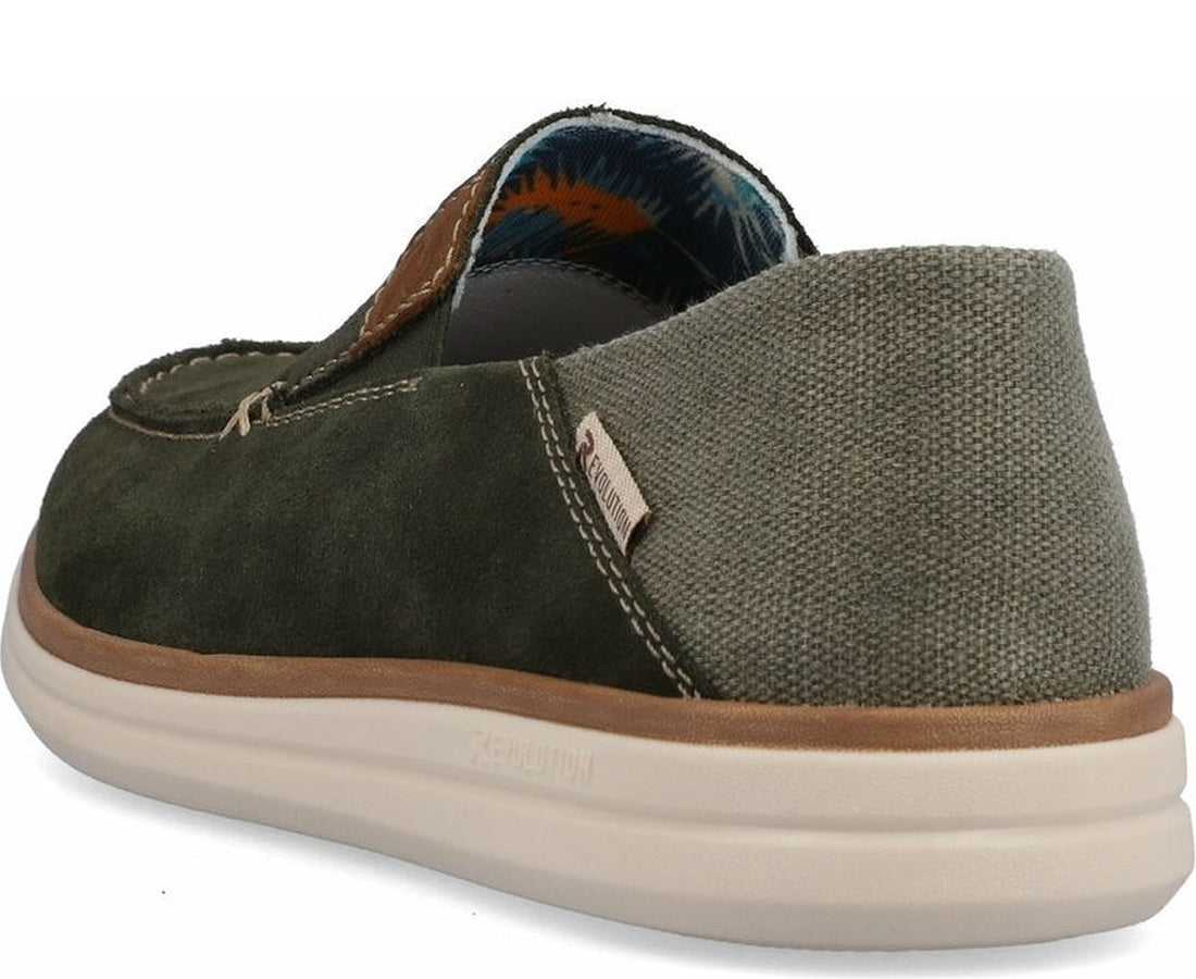 green casual closed mocasins