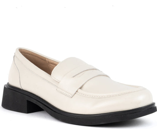 white elegant closed loafers
