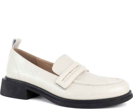 white elegant closed loafers