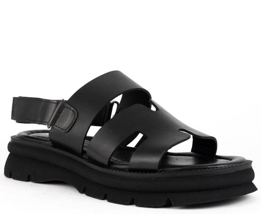 black casual open sandals