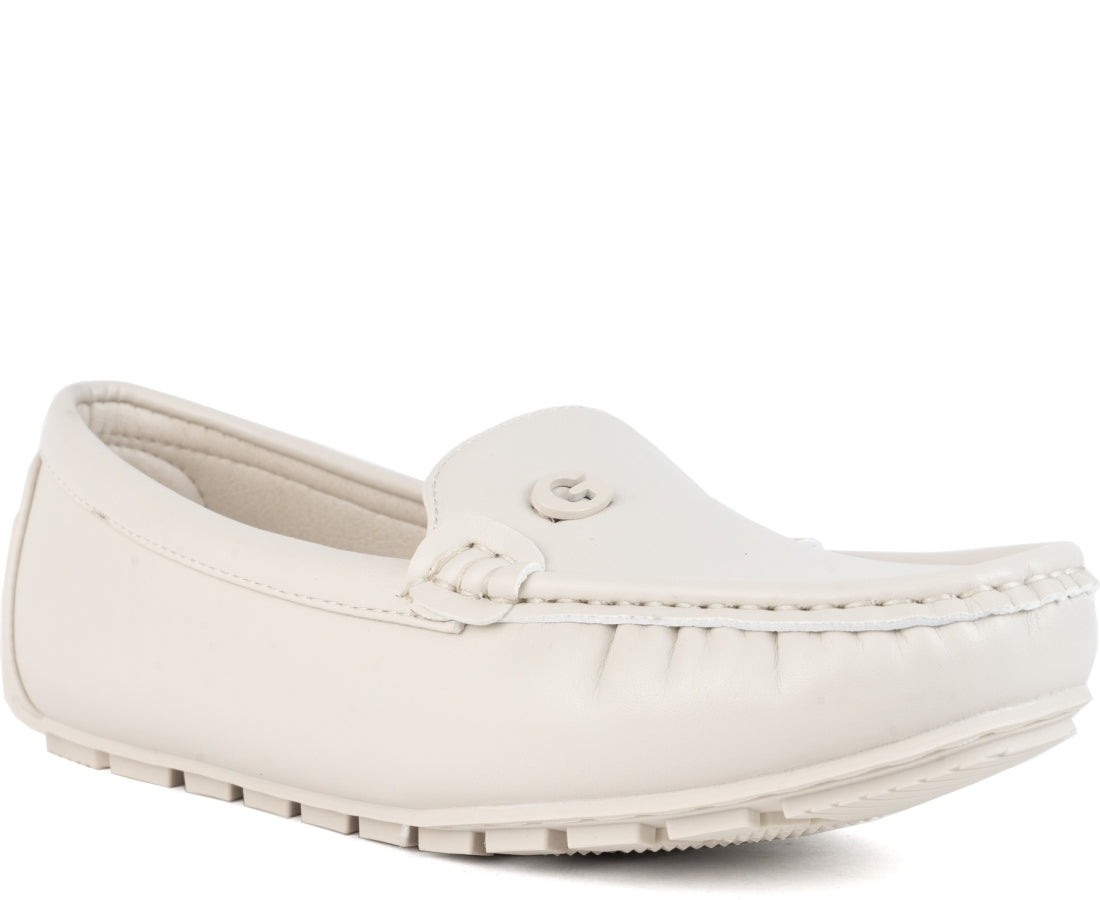 white closed mocassins