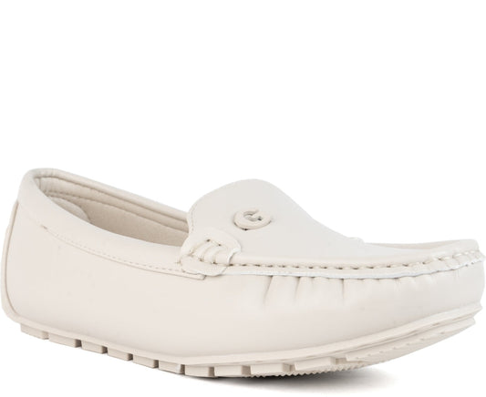 white closed mocassins