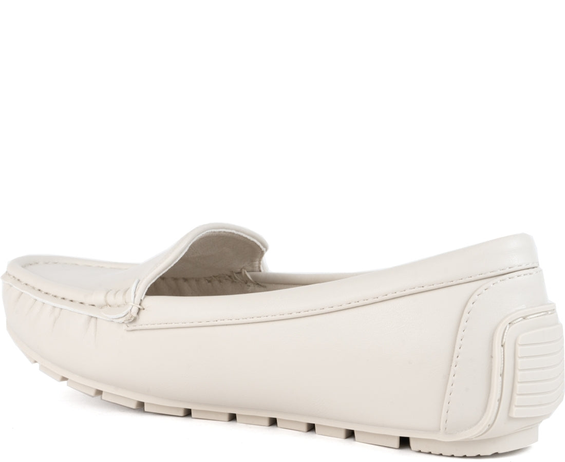 white closed mocassins