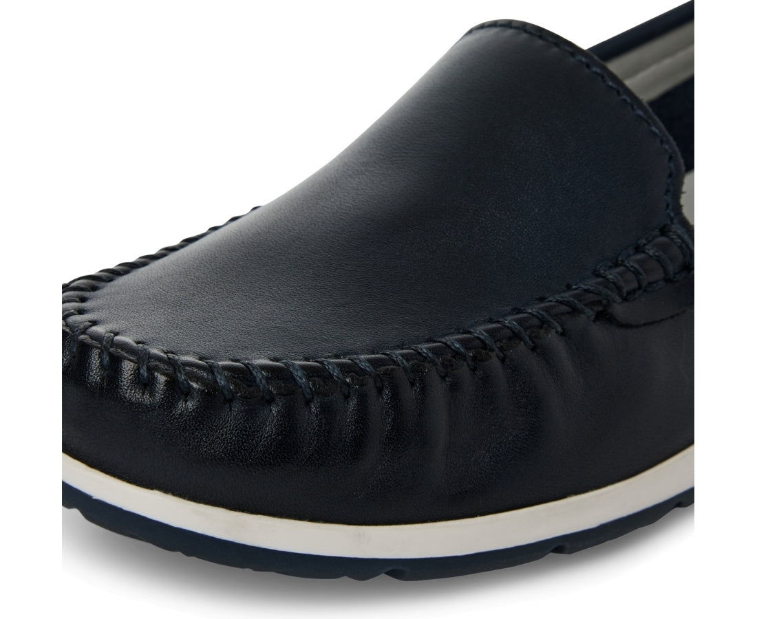 blue casual closed mocassins