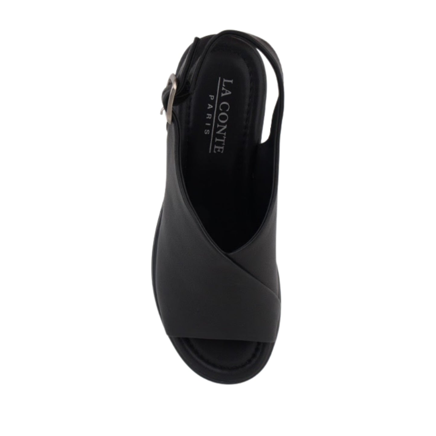 Women's Black Wedge Open-Toe Sandals