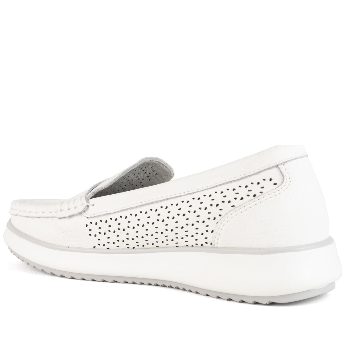 white casual closed mocassins