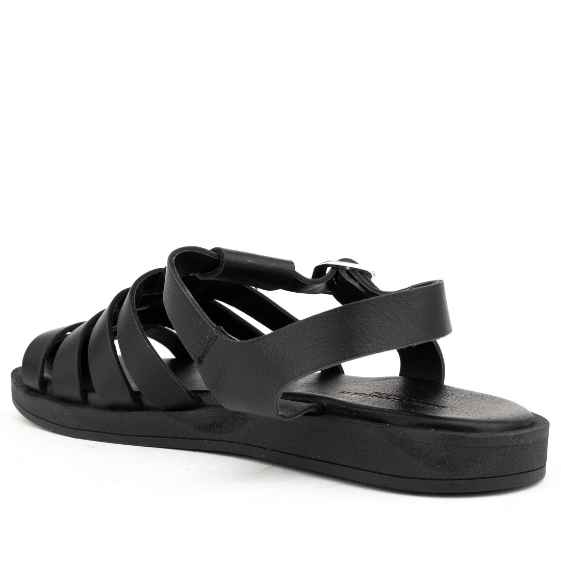 black casual part-open sandals