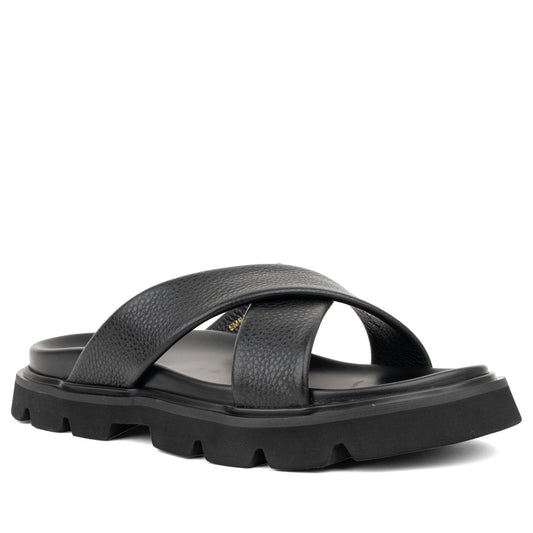 black casual open slippers