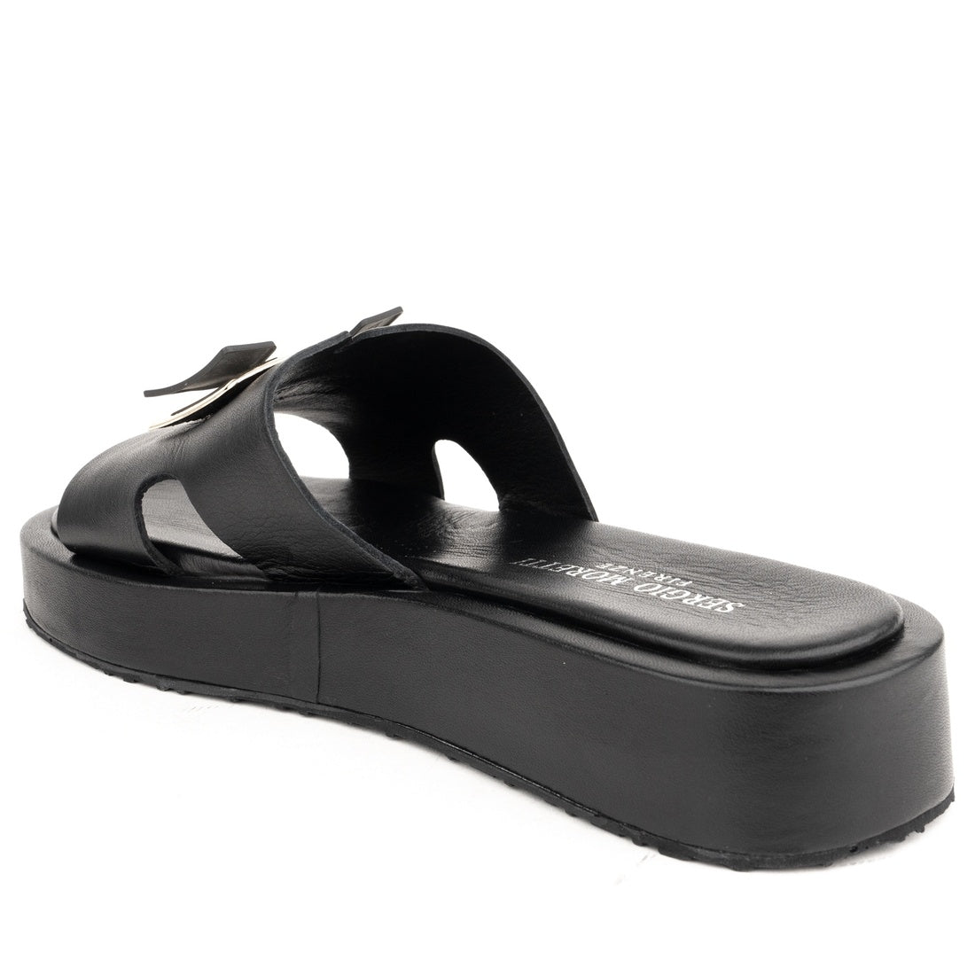 black casual open slippers