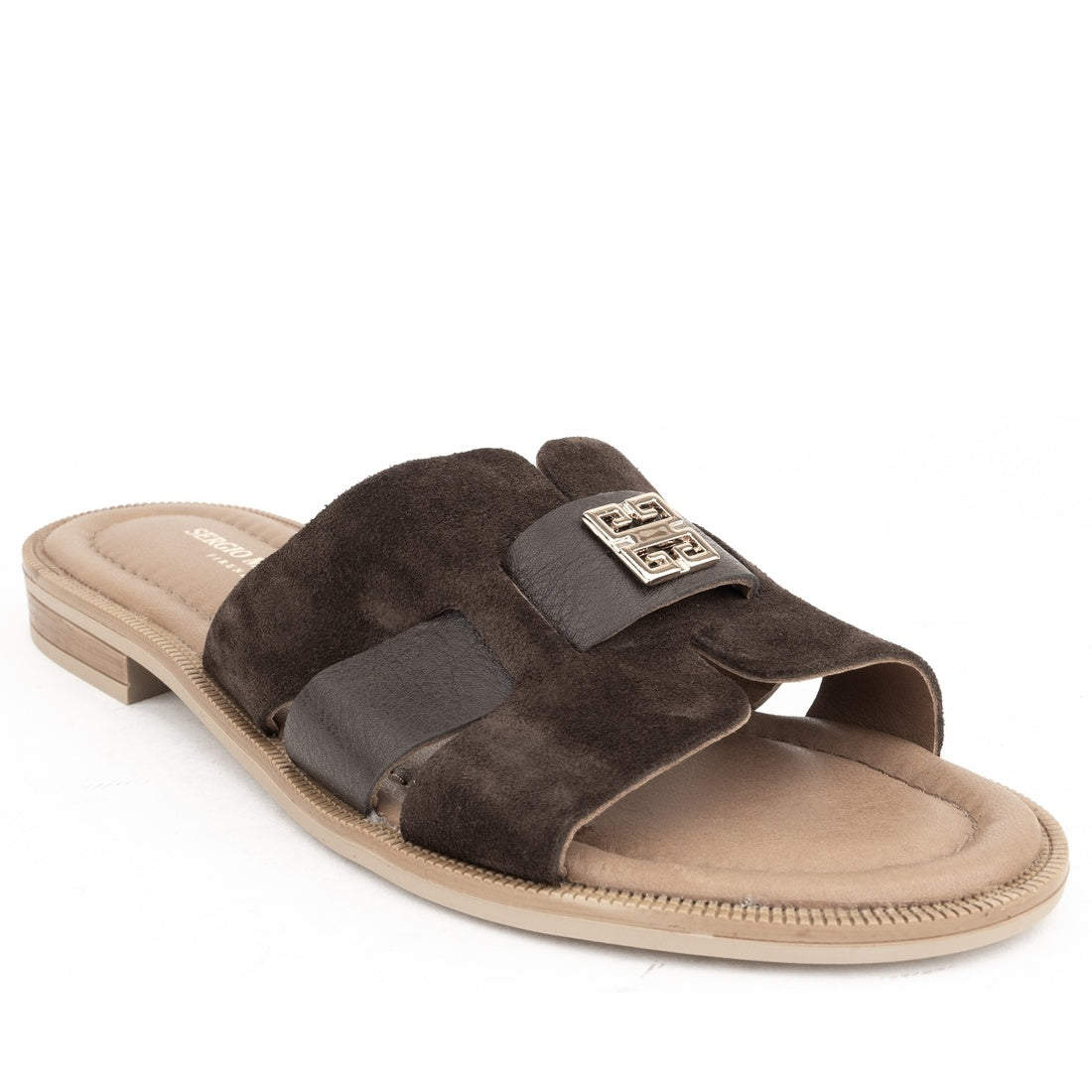 brown casual open slippers